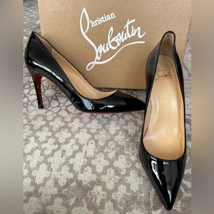Christian Louboutin Pigalle 85 Black Patent Pumps